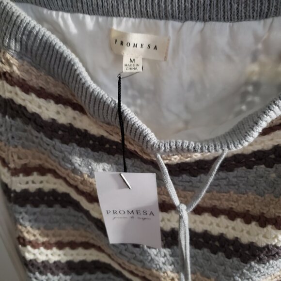 BNWT PROMESA  Isla 100% cotton crochet knit lined skirt set in Mocha (M} - Picture 6 of 9